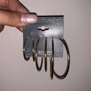 Gold Tone Hoop 3 Pair Set